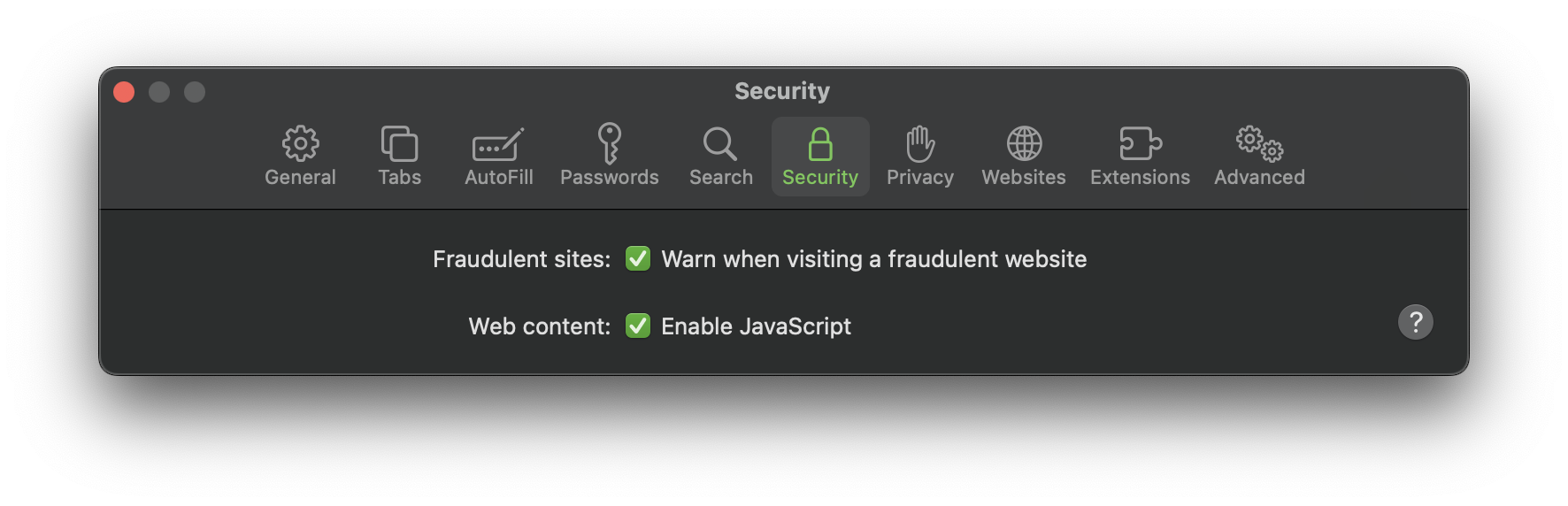 Blocking JavaScript in macOS Safari